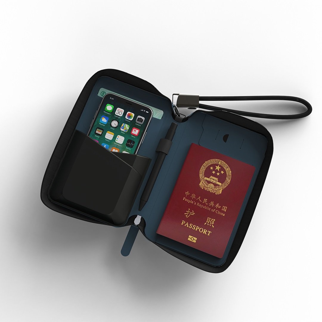 TRAVI WALLET – Sleek PU Leather Travel Case with Integrated Charging Cable for Tech Accessories & On-the-Go Power - Image 4
