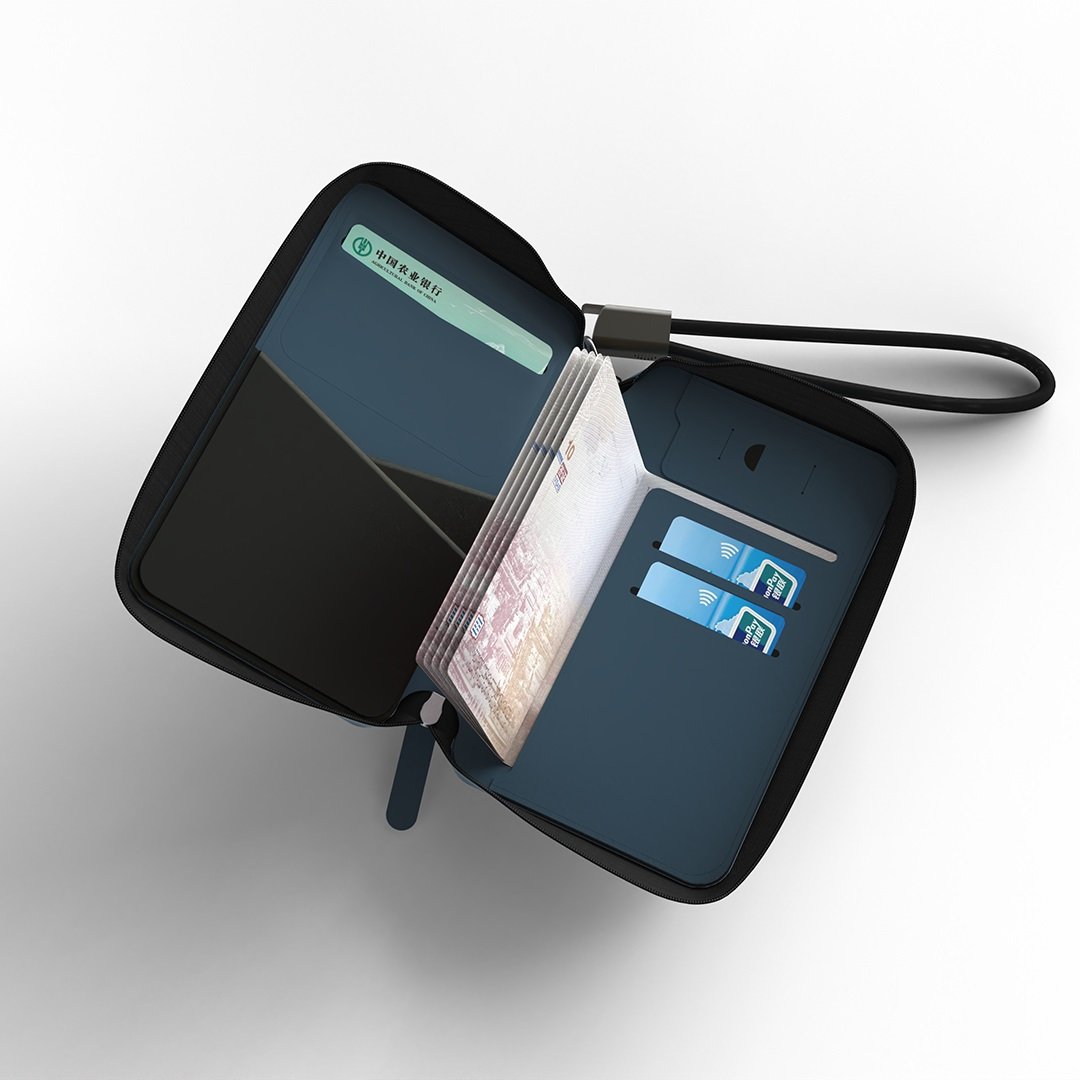 TRAVI WALLET – Sleek PU Leather Travel Case with Integrated Charging Cable for Tech Accessories & On-the-Go Power - Image 3