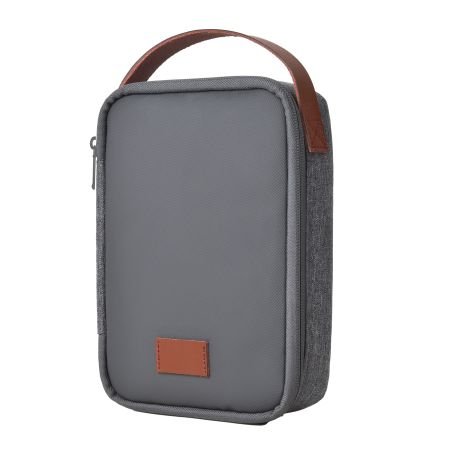 MINIMALIST TRAVEL | Water-Resistant Mini Pouch with Leather Handle and Adjustable Divider