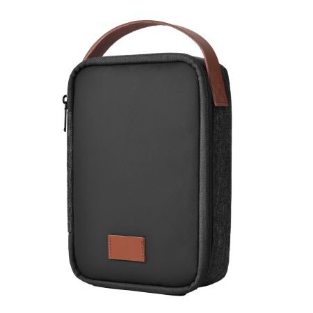 MINIMALIST TRAVEL | Water-Resistant Mini Pouch with Leather Handle and Adjustable Divider - Image 2