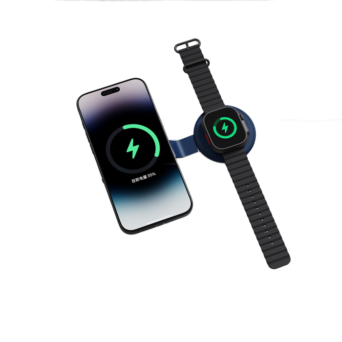 2n1 YOYO – Compact 15W Wireless Charger with Retractable Cable & Dual Watch Compatibility for Apple & Samsung