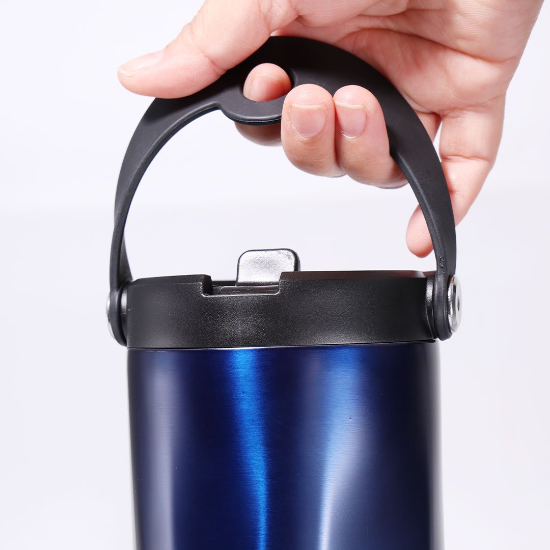 EXPLORER Powder Coating - Versatile 900ml Recycled Stainless Steel Mug with Straw - Image 9