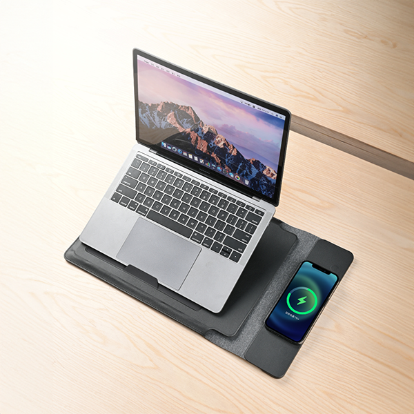 LAP-HOLD Dark Grey - Multifunctional Laptop Sleeve with 3-in-1 MagSafe Charger - Image 2