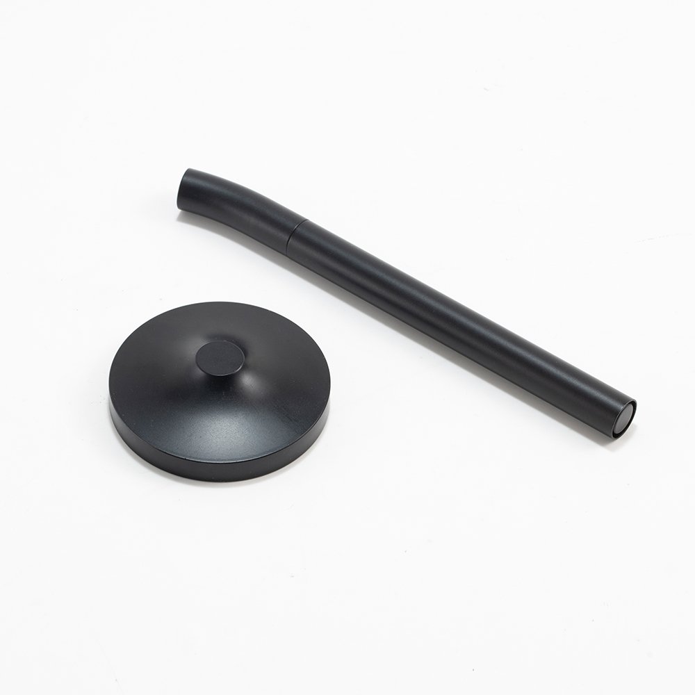 DESK MAGPEN – Sleek Matte Black Aluminum Roller Pen with 0.7mm Blue Ink & Matching Stainless Steel Base - Image 4