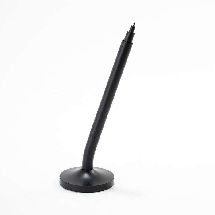 DESK MAGPEN – Sleek Matte Black Aluminum Roller Pen with 0.7mm Blue Ink & Matching Stainless Steel Base