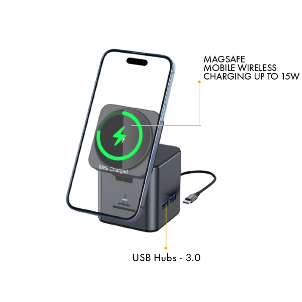 8n1 HUB MagCHARGER - All-in-One USB-C Hub with 15W MagSafe Wireless Charging - Image 5