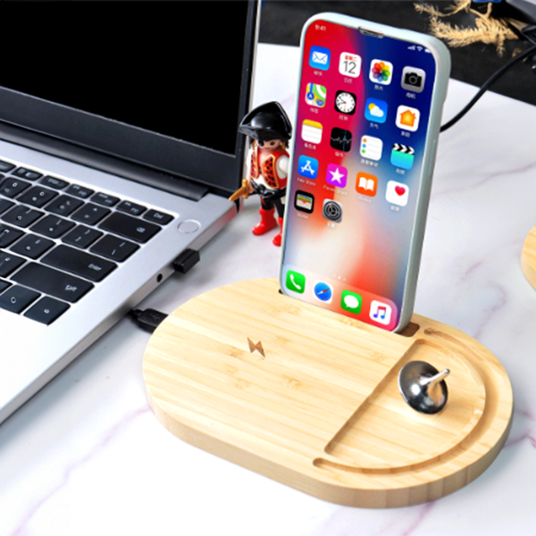 ANTI-STRESS WIRELESS - Bamboo Wireless Desktop Spinner with 15W Charging Capability - Image 3