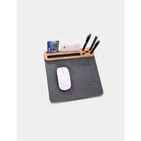 LEATHEREC Wireless Bamboo Pad - Eco-Friendly Desk Organizer with 10W Wireless Charger - Image 3