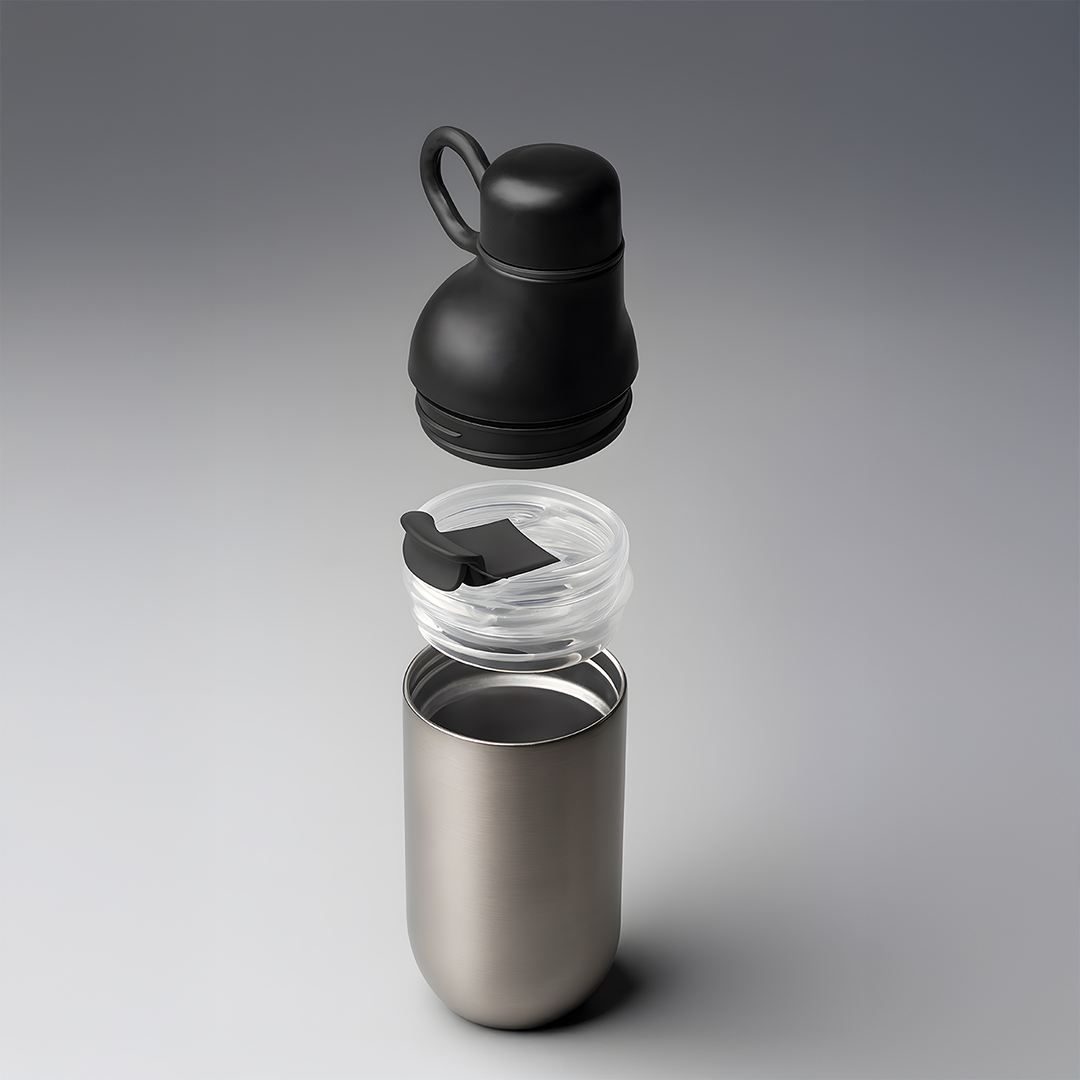 HOOKIPA – Smart Sustainable 2-in-1 Hydration Set with 500ml Bottle & 330ml Tumbler, Recycled Stainless Steel - Image 4
