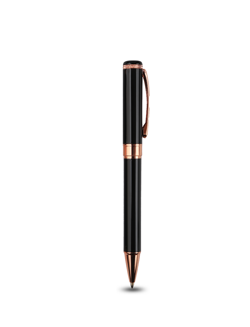 CHARM PEN - Elegant Black and Rose Gold Ballpoint Pen with Engraving Mirror Effect - Image 4