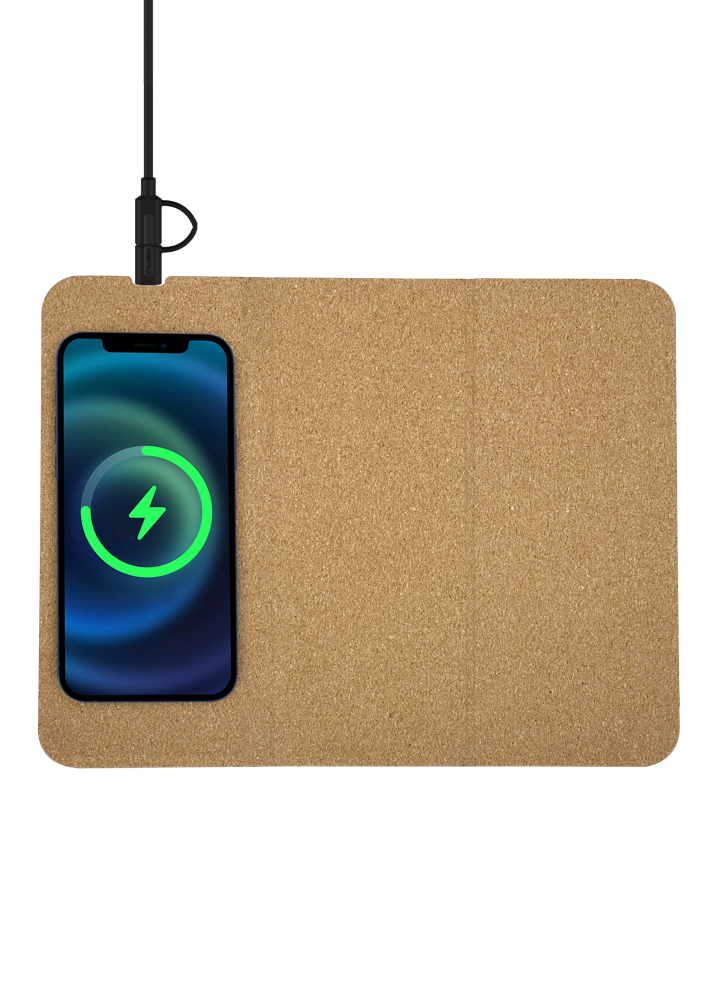FOLDYCORK MOUSEPAD 10W - Foldable Cork Mouse Pad with Wireless Charger & Mobile Stand - Image 2