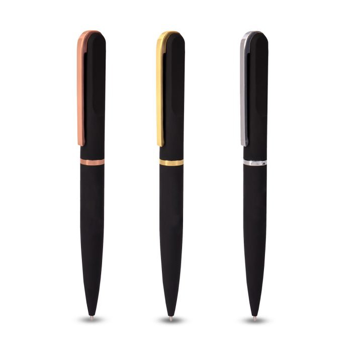 METAL PEN - Premium Stainless Steel Twist Pen with Rubberized Coating and Chrome Accents