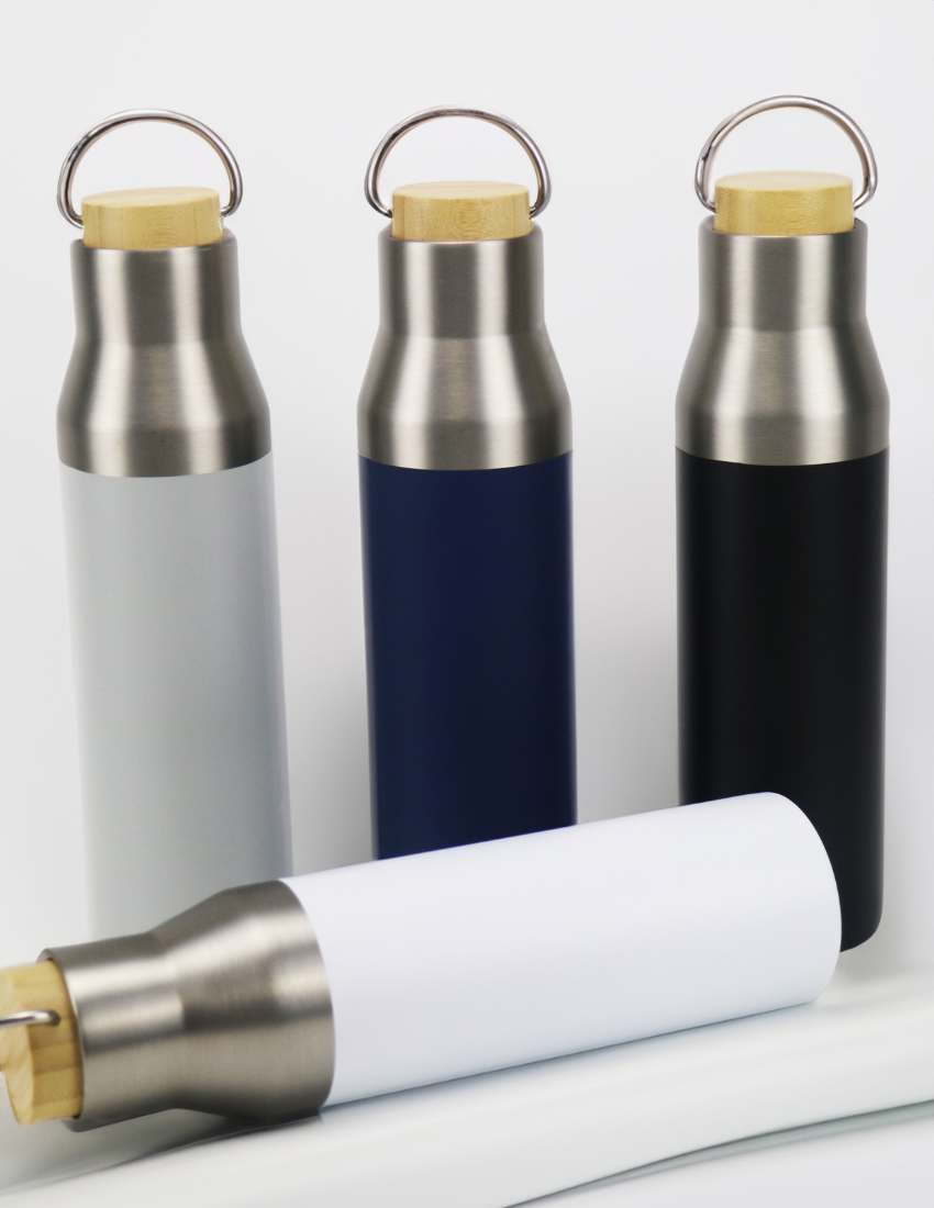 ECO FLASKS - 600ml Double Wall Flask with Bamboo Lid - Image 2