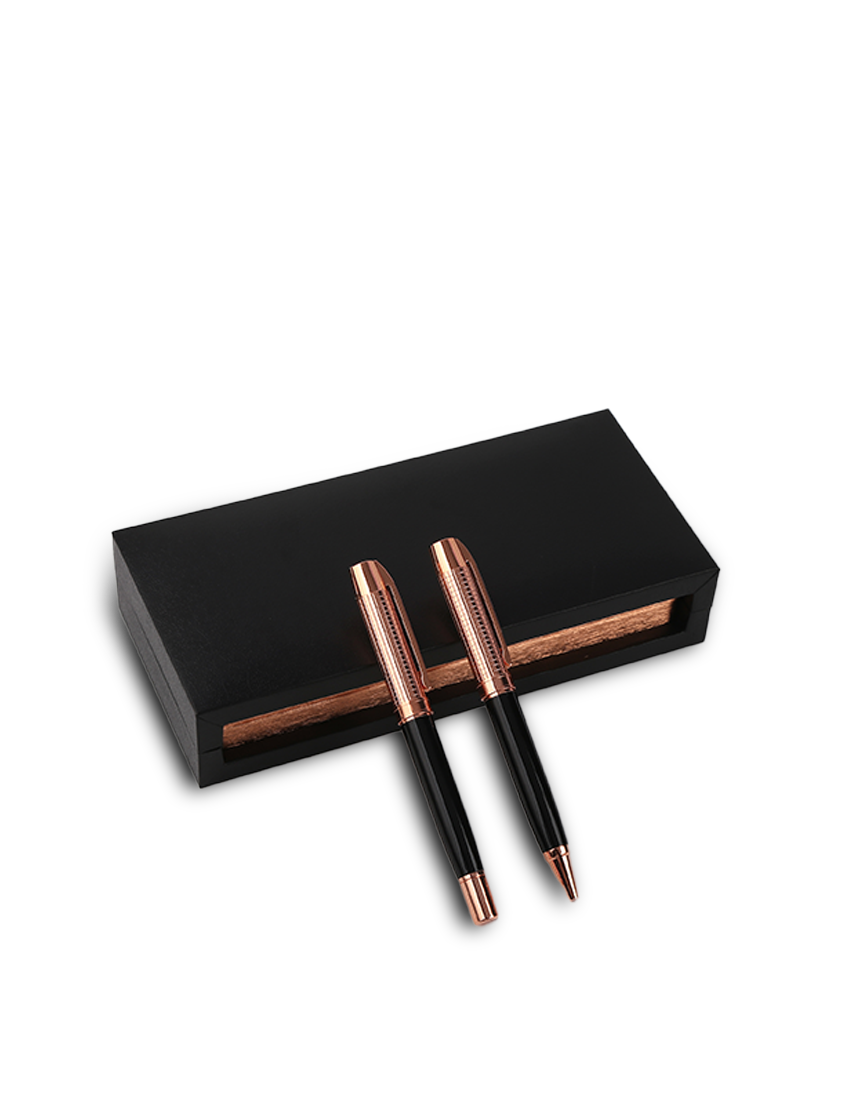 EXQUISITE PEN SET - Luxury Brass Roller and Ballpoint Pen Gift Set with Elegant Design - Image 2