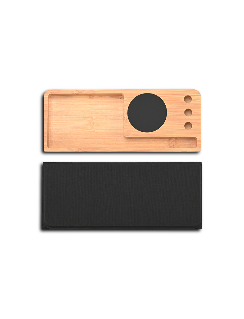 MOUSEPAD ORGANIZER - Foldable RCS PU Mousepad with Bamboo Wireless Charger and Light-Up Feature - Image 3