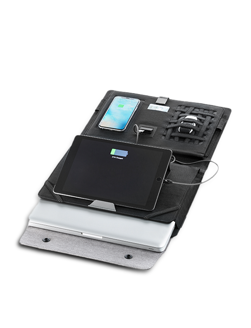 OFFICE MOBILE PRO - Versatile RPET Computer Bag with 5000mAh Wireless Charging Power Bank - Image 2