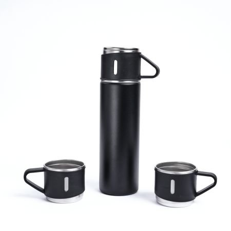 SHARING SET - 500ml Vacuum Flask with 2 Stainless Steel Cups for Hot and Cold Drinks